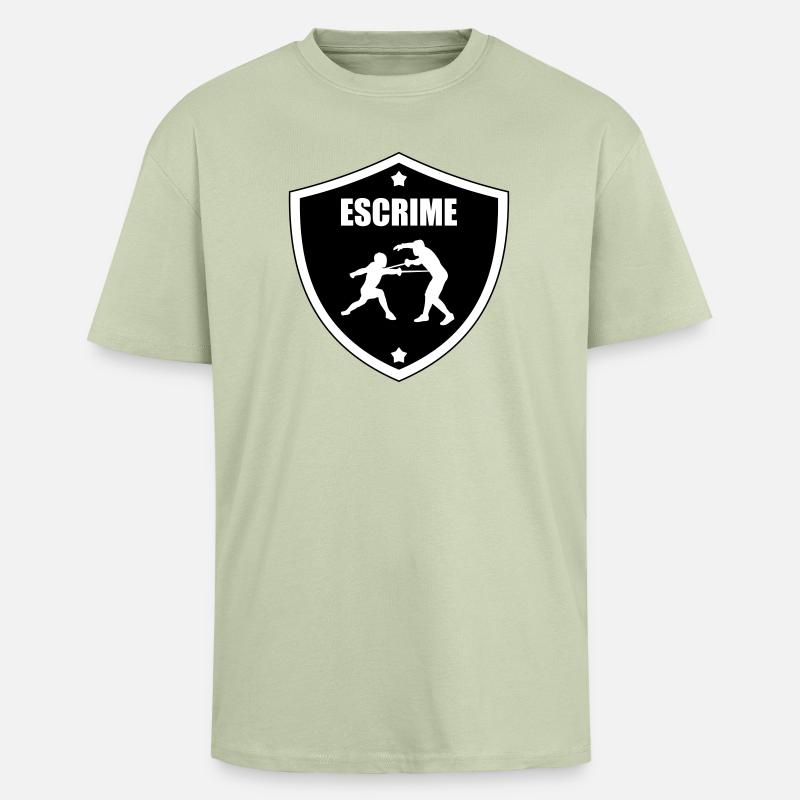Fechtwappen: das Schild der Teilnehmer - Oversized Heavyweight Unisex T-Shirt - Leichtes Salbeigrün 