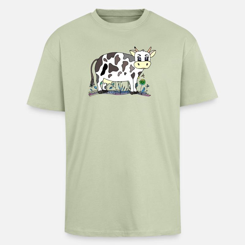 Cow - Unisex Oversized Heavyweight T-shirt - soft salvia 