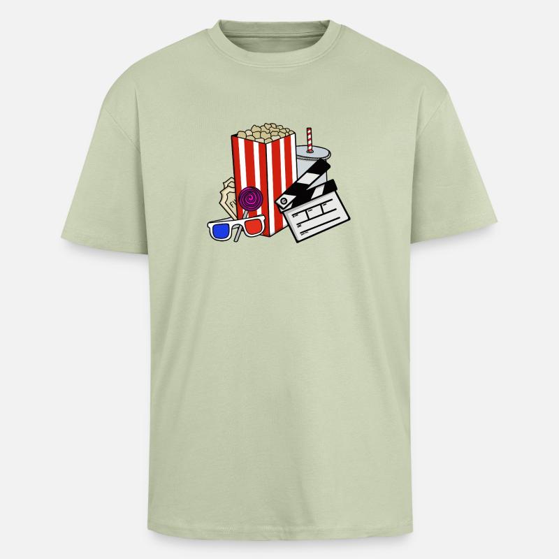 Collage de Snacks de Cinéma Rétro - T-shirt unisexe oversize épais - vert sauge léger 
