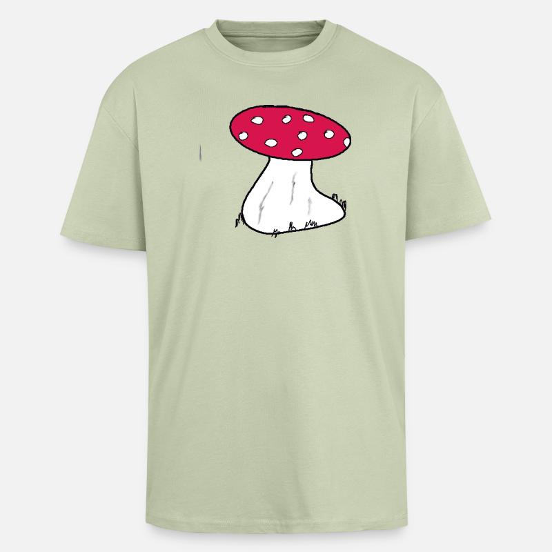Motif de dessin animé Red Toadstool - T-shirt unisexe oversize épais - vert sauge léger 
