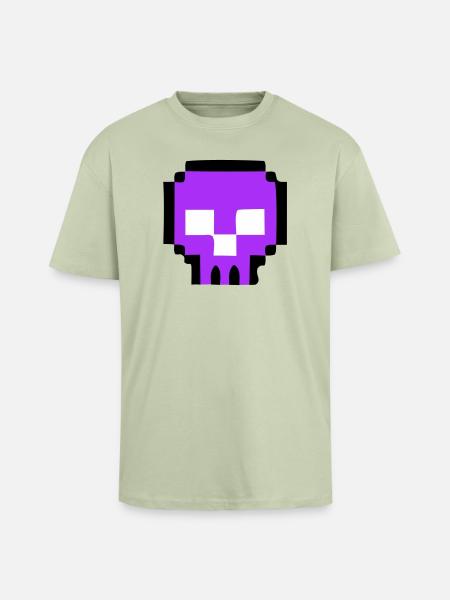 Pixel Skull Game Over - Unisex Oversized Heavyweight T-shirt - soft salvia
