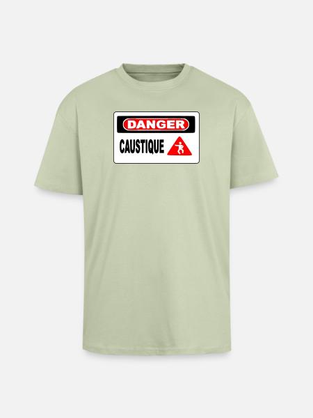 Panneau Danger Caustique - T-shirt unisexe oversize épais - vert sauge léger