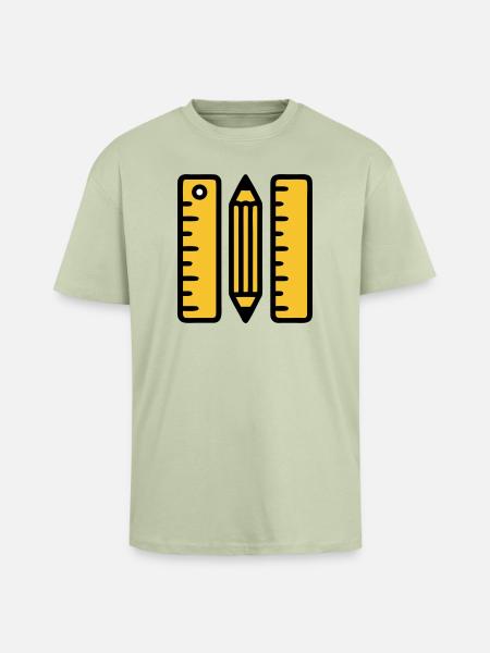 Règles-stylo dessinant l’architecture - T-shirt unisexe oversize épais - vert sauge léger 