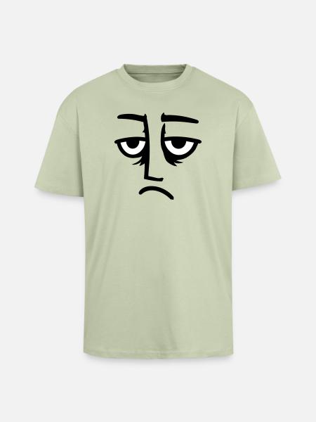 Grumpy sad disappointed face funny - Unisex Oversized Heavyweight T-shirt - soft salvia 