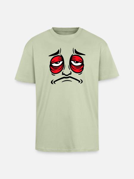 Grumpy sad disappointed face funny - Unisex Oversized Heavyweight T-shirt - soft salvia