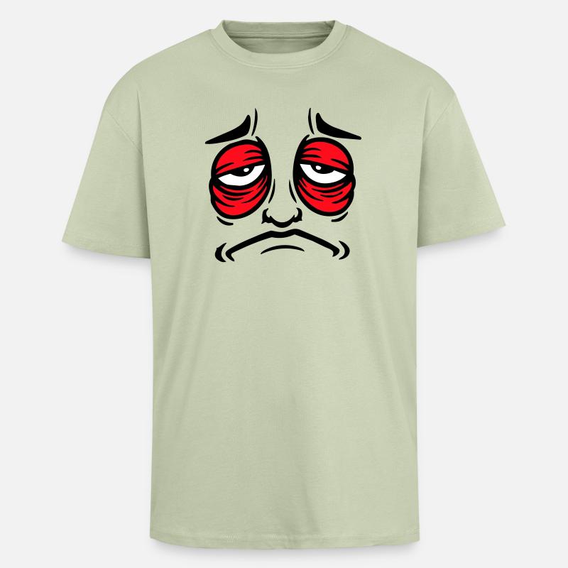Grumpy sad disappointed face funny - Unisex Oversized Heavyweight T-shirt - soft salvia 
