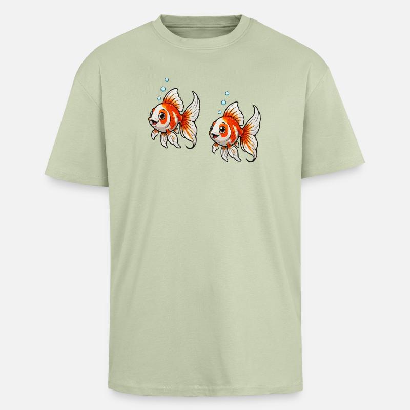 Goldfische Comic - Oversized Heavyweight Unisex T-Shirt - Leichtes Salbeigrün 