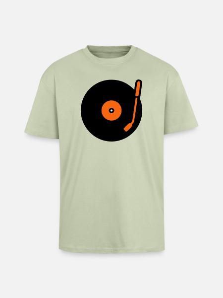 Retro Audio Schallplatte Tonarm - Oversized Heavyweight Unisex T-Shirt - Leichtes Salbeigrün