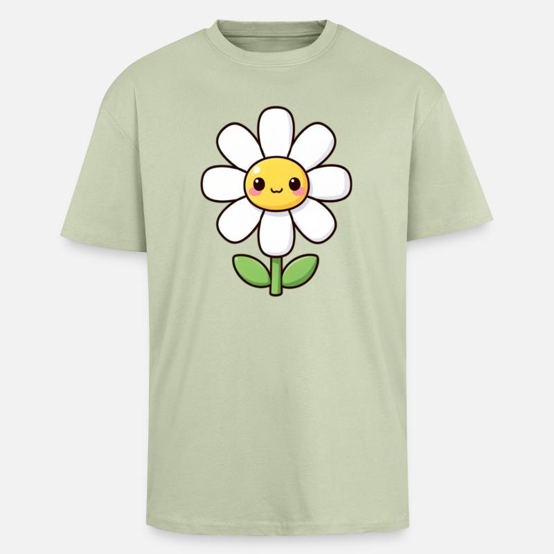 Kawaii Gänseblümchen weiße Blume Geschenk - Oversized Heavyweight Unisex T-Shirt - Leichtes Salbeigrün