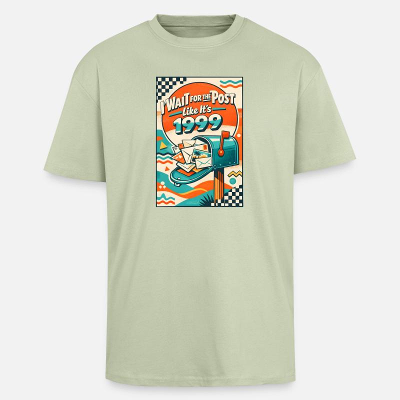 Warte auf Post | Snail Mail 1999 - Oversized Heavyweight Unisex T-Shirt - Leichtes Salbeigrün 