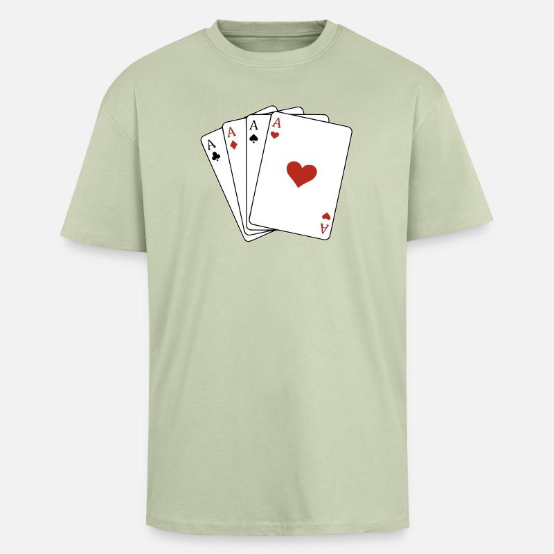 Four Aces - Unisex Oversized Heavyweight T-shirt - soft salvia