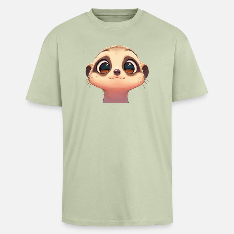 Suricate Erdmännchen - T-shirt unisexe oversize épais - vert sauge léger 