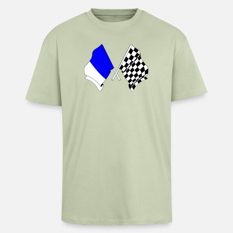 Drapeaux de course de Spa - T-shirt unisexe oversize épais - vert sauge léger 