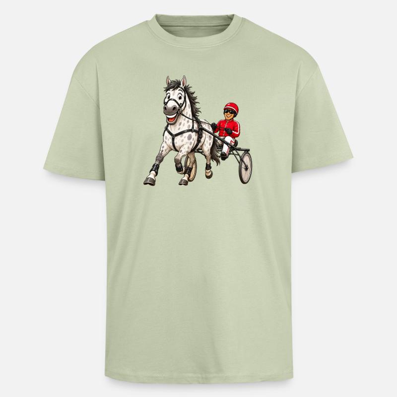 Trotter drôle - T-shirt unisexe oversize épais - vert sauge léger