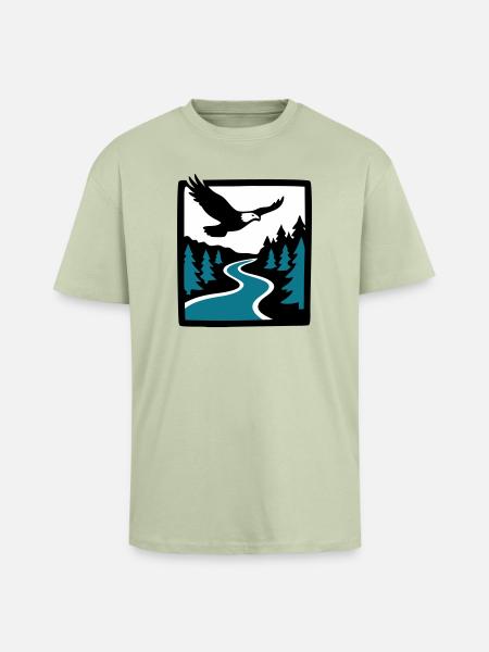 Eagle River Forest Graphic - Unisex Oversized Heavyweight T-shirt - soft salvia