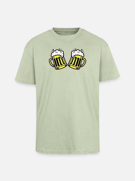 Bier Bierkrug Prost Comic - Oversized Heavyweight Unisex T-Shirt - Leichtes Salbeigrün