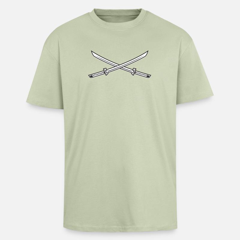 Samurai épée - L’épée Ninja - T-shirt unisexe oversize épais - vert sauge léger 