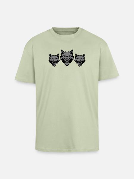 Meute d’équipe de loups - T-shirt unisexe oversize épais - vert sauge léger