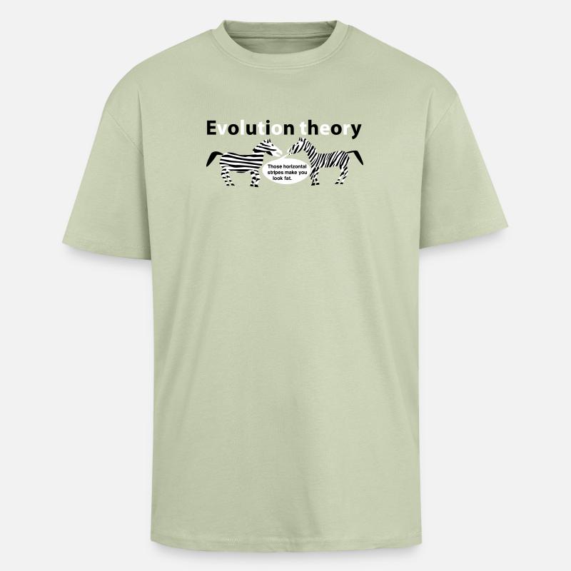 Evolution theory zebras - Unisex Oversized Heavyweight T-shirt - soft salvia 