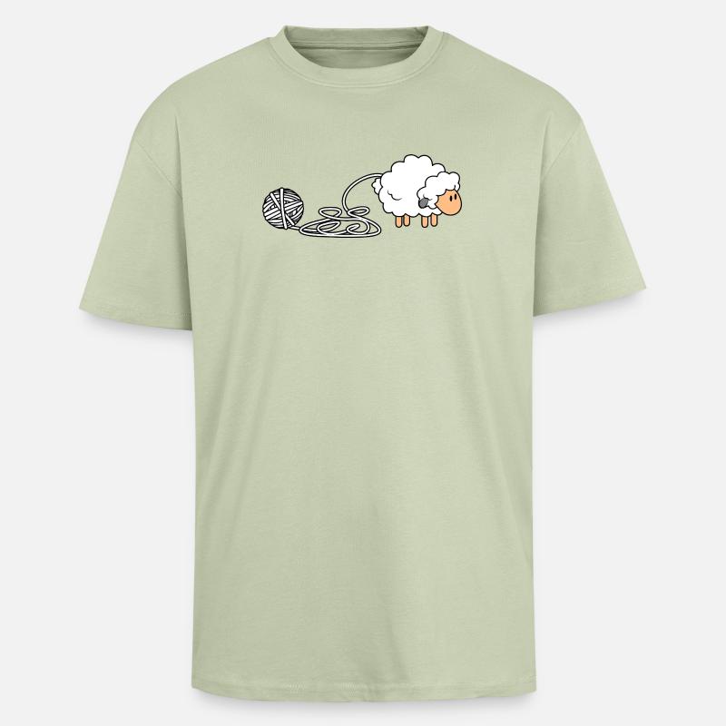 Cozy Sheep Yarn Theme - Unisex Oversized Heavyweight T-shirt - soft salvia
