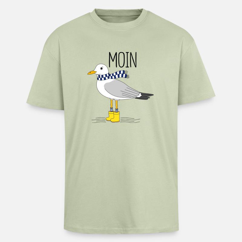Möwe und das meer - Oversized Heavyweight Unisex T-Shirt - Leichtes Salbeigrün 