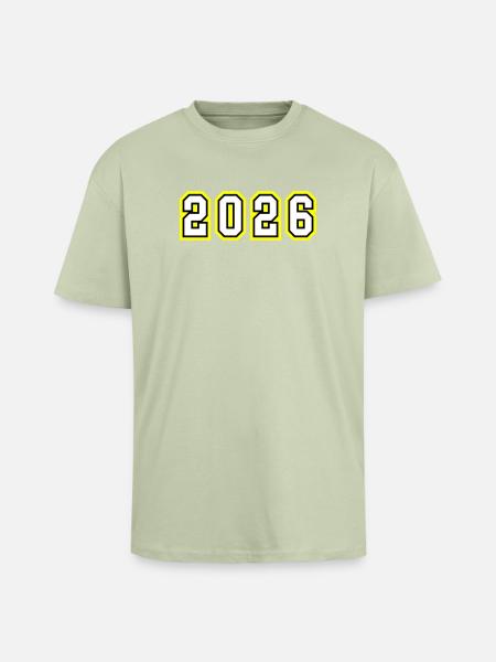 Année 2026 - T-shirt unisexe oversize épais - vert sauge léger