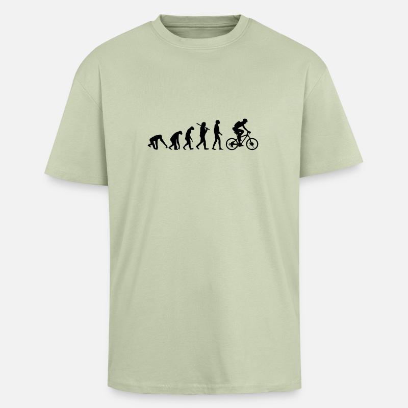 ÉVOLUTION DU VÉLO - T-shirt unisexe oversize épais - vert sauge léger 