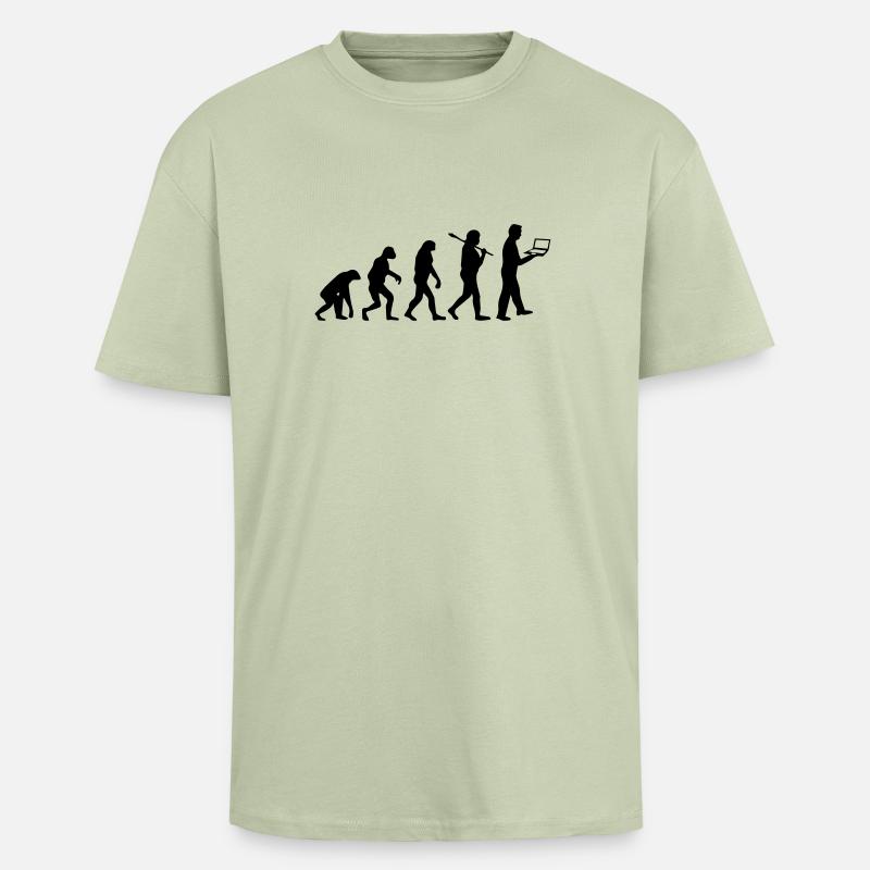 NERD EVOLUTION - T-shirt unisexe oversize épais - vert sauge léger 