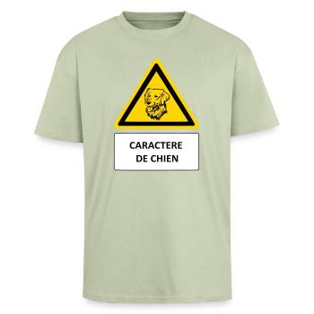 Dog character - Unisex Oversized Heavyweight T-shirt - soft salvia  - Front - Alina (178cm) & Michal (187cm)