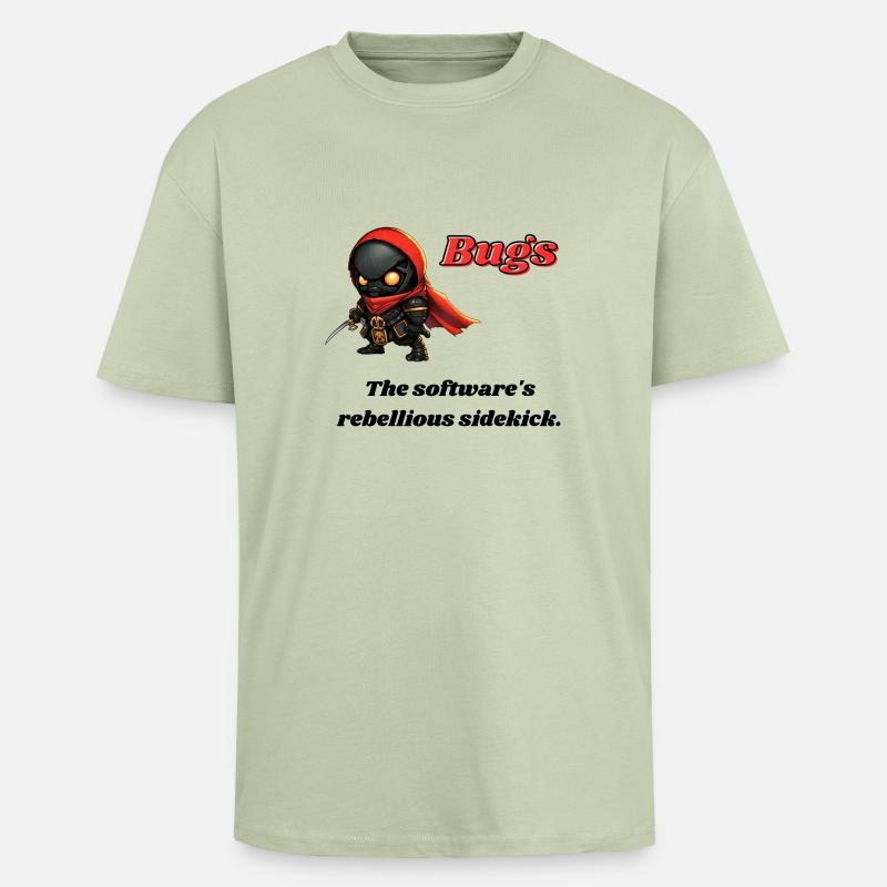 Bugs - The software's rebellious sidekick. - Oversized Heavyweight Unisex T-Shirt - Leichtes Salbeigrün 