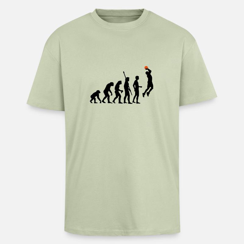 evolution_basketball_b_2c - Oversized Heavyweight Unisex T-Shirt - Leichtes Salbeigrün 