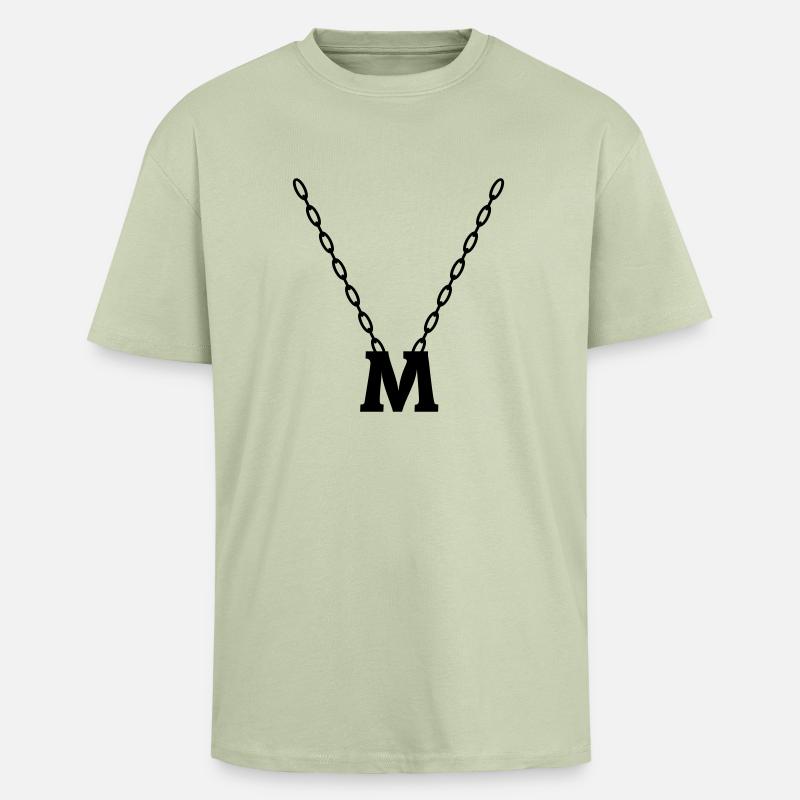 Initial chain letters M - Unisex Oversized Heavyweight T-shirt - soft salvia 