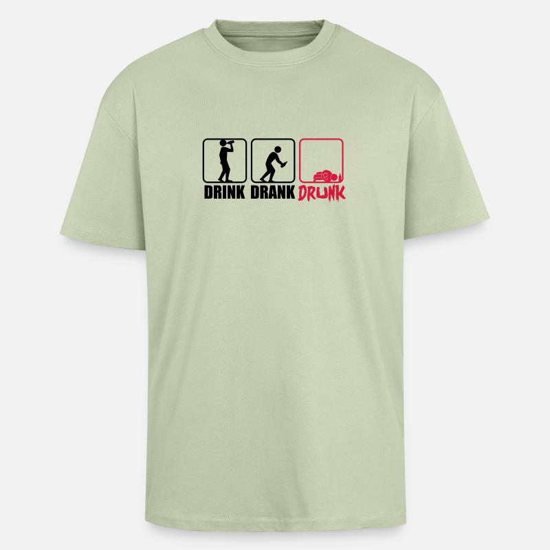 Evolution Hangover Drink Drank Drunk - Oversized Heavyweight Unisex T-Shirt - Leichtes Salbeigrün 