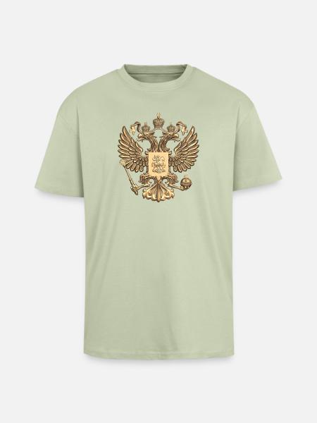 fier d'être russe - T-shirt unisexe oversize épais - vert sauge léger