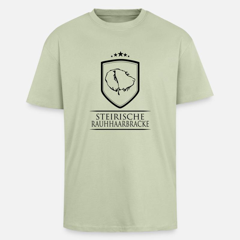 STEIRISCHE RAUHHAARBRACKE WAPPEN - Oversized Heavyweight Unisex T-Shirt - Leichtes Salbeigrün 
