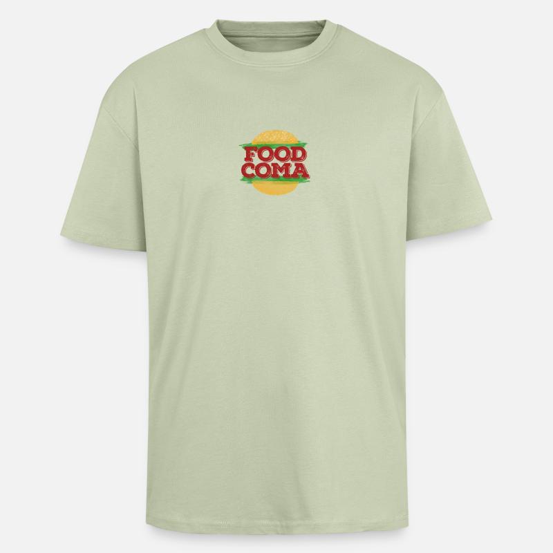 Alimentaire Coma Hamburger Fast - T-shirt unisexe oversize épais - vert sauge léger 