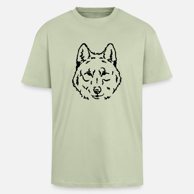 wolf face - Unisex Oversized Heavyweight T-shirt - soft salvia 