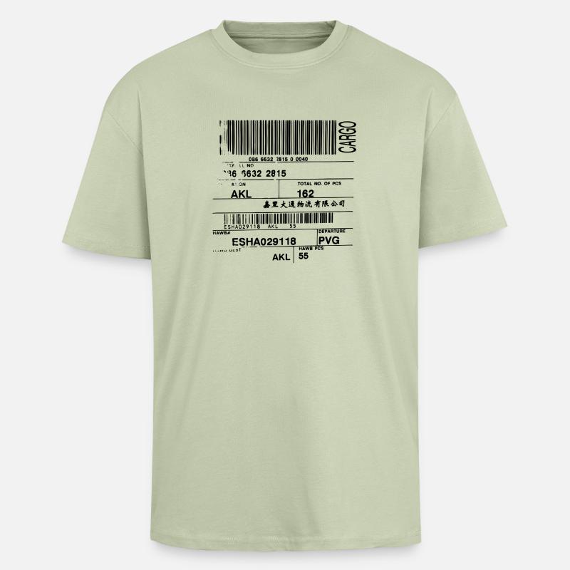 code à barres - T-shirt unisexe oversize épais - vert sauge léger 