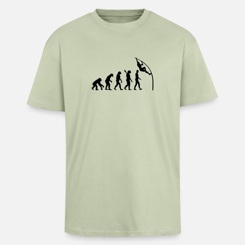 Evolution Stabhochsprung - Oversized Heavyweight Unisex T-Shirt - Leichtes Salbeigrün 