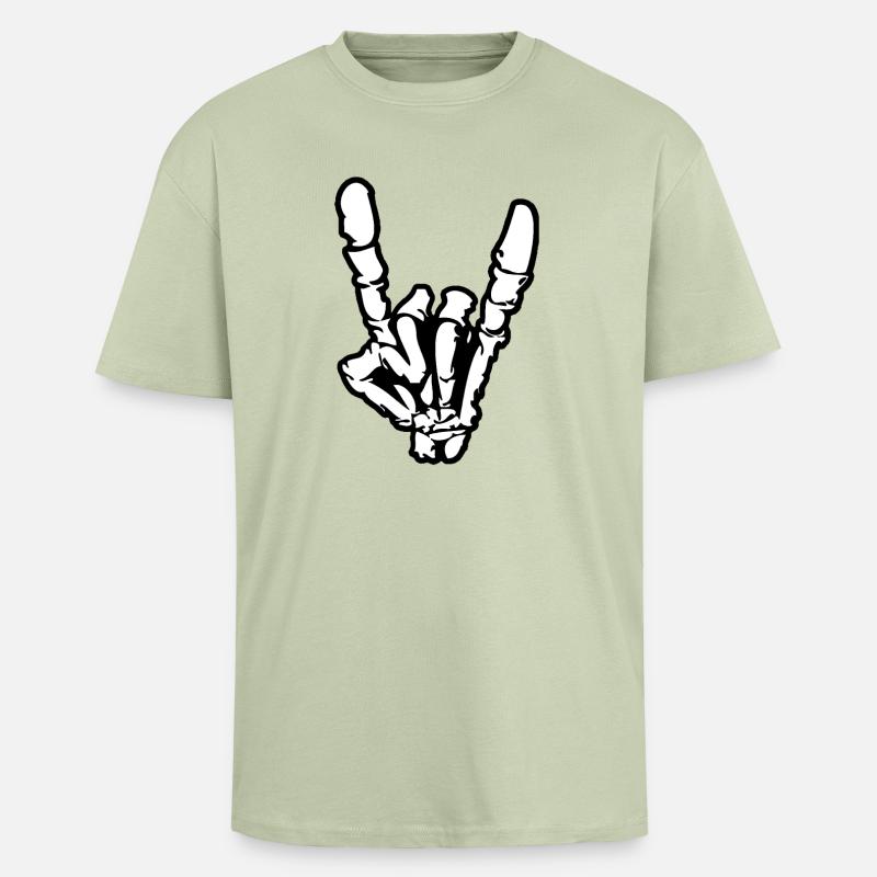 Rock'n'Roll- oder Heavy-Metal-Handzeichen * - Oversized Heavyweight Unisex T-Shirt - Leichtes Salbeigrün 