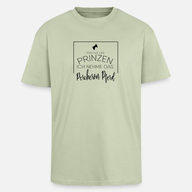 Percheron Pferd Geschenk - Oversized Heavyweight Unisex T-Shirt - Leichtes Salbeigrün 