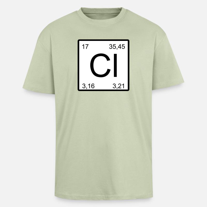 Conception d’élément carré de chlore - T-shirt unisexe oversize épais - vert sauge léger 