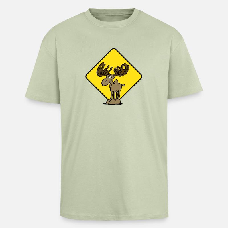 Attention Moose Moose - T-shirt unisexe oversize épais - vert sauge léger 