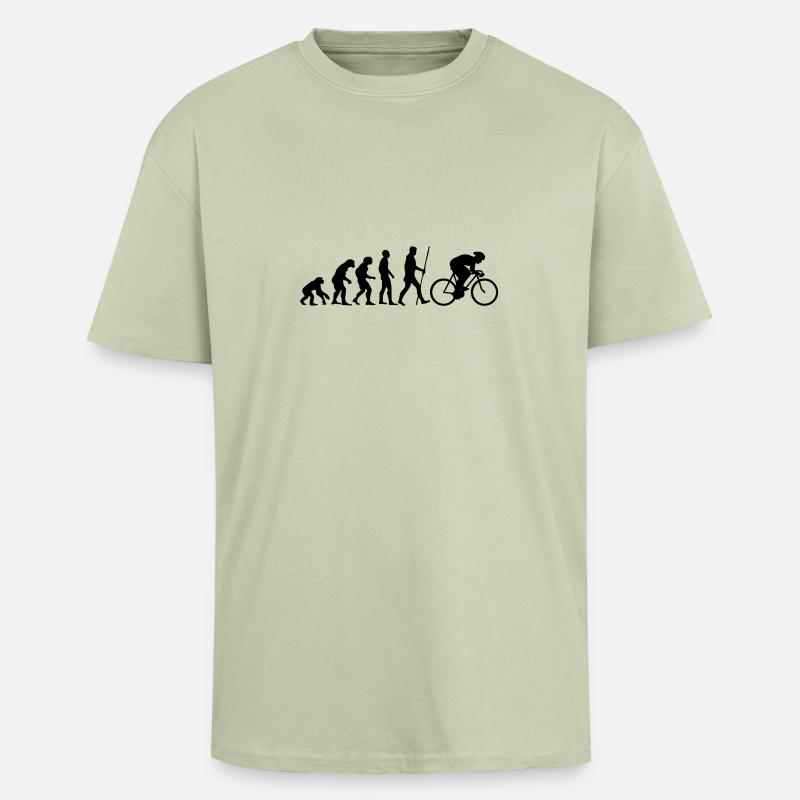 Evolution Rennrad als Geschenk - Oversized Heavyweight Unisex T-Shirt - Leichtes Salbeigrün 