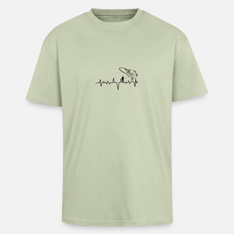 Fishing Evolution Fish - Oversized Heavyweight Unisex T-Shirt - Leichtes Salbeigrün 