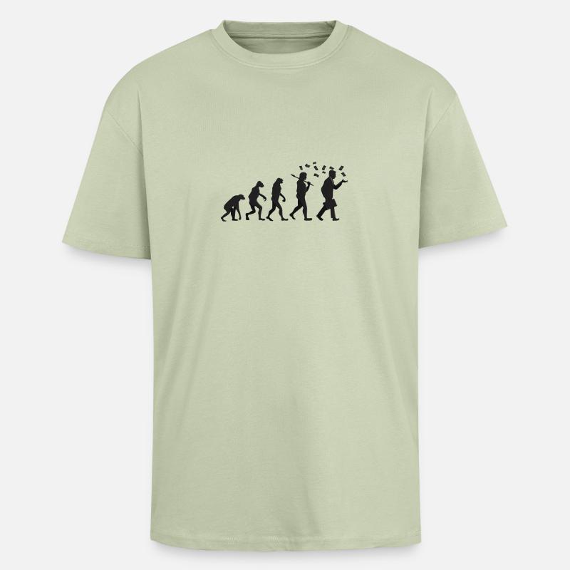 Evolution - Kapitalist - Geschenk - Oversized Heavyweight Unisex T-Shirt - Leichtes Salbeigrün 