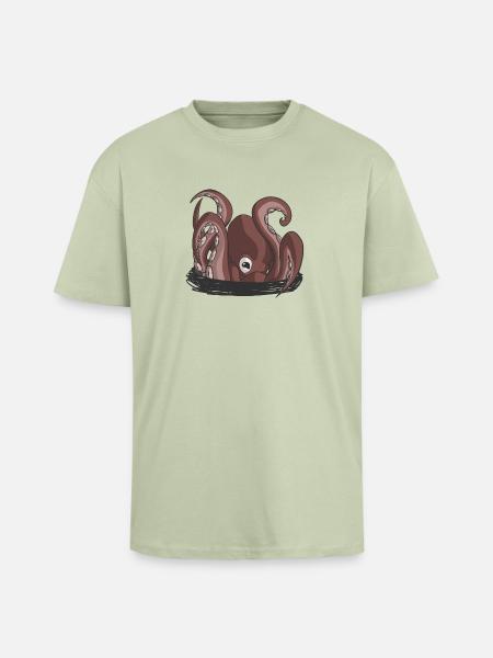 Der Beginn der Krake - Oversized Heavyweight Unisex T-Shirt - Leichtes Salbeigrün 