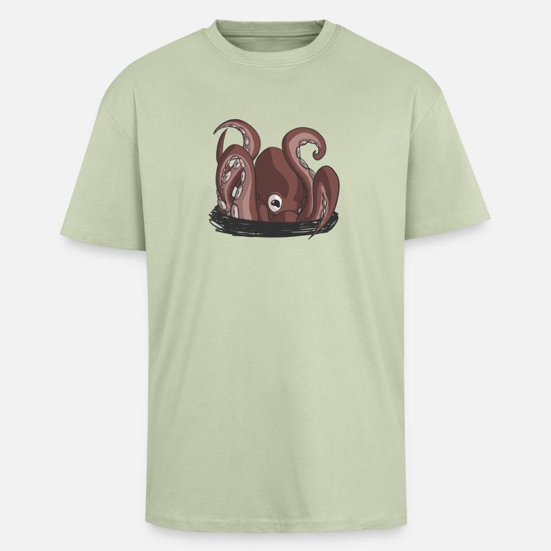 Der Beginn der Krake - Oversized Heavyweight Unisex T-Shirt - Leichtes Salbeigrün 