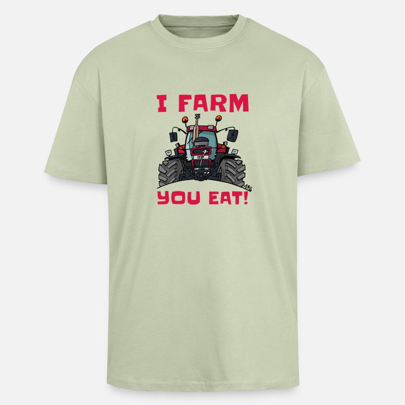 Ich Bauernhofs Fall essen - Oversized Heavyweight Unisex T-Shirt - Leichtes Salbeigrün 