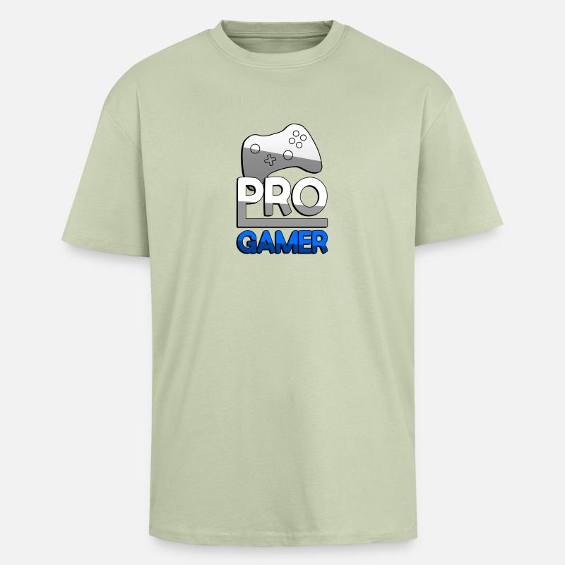 PRO GAMER (Blau) + Controller - Gaming - Oversized Heavyweight Unisex T-Shirt - Leichtes Salbeigrün 